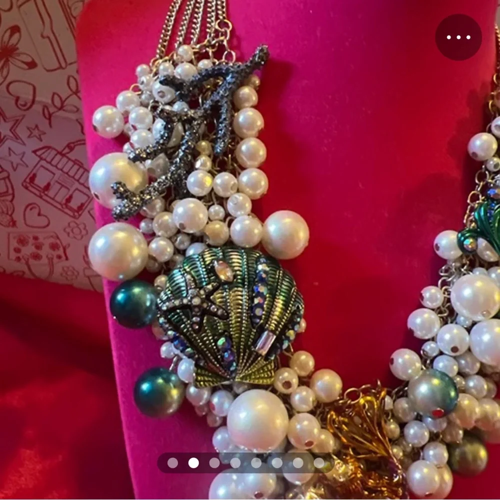 *Sold On The Bay Betsey Johnson Glitter Reef Mermaid Nautical Necklace - Picture 4 of 8